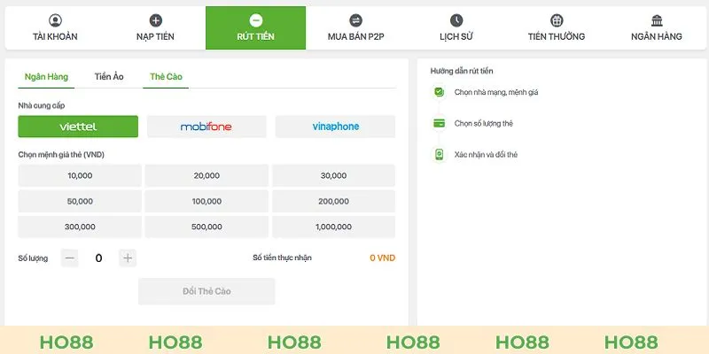 Cách rút thắng thưởng cá cược trực tuyến qua card điện thoại